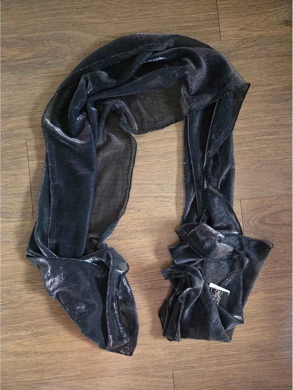 Cejon sheer black metallic evening scarf